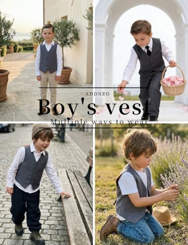 Image of Boys Formal Suit Vest Kids 3 Button Adjustable Back Strap Toddler Vests