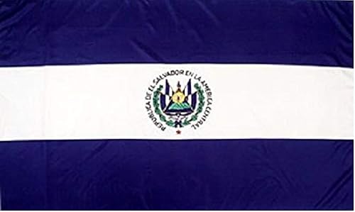 Bandera de El Salvador de 3 x 5, bandera de país centroamericano, banderín al aire libre, nuevo color vivo y resistente a la decoloración UV