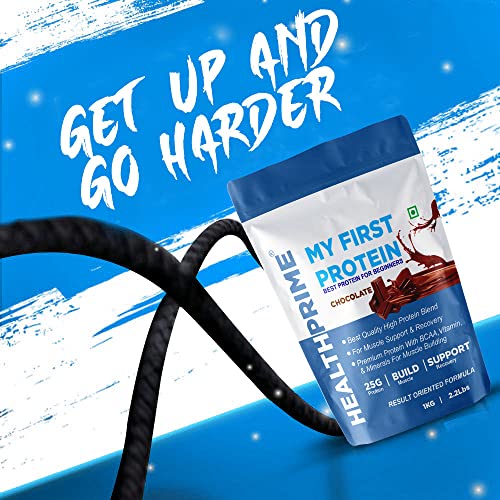 Image of HEALTHPRIME MY FIRST PROTEIN FOR WEIGHT GAIN, MUSCLE BUILDING AND MUSCLE MASS GAINER Whey Protein (CHOCOLATE, 1kg)