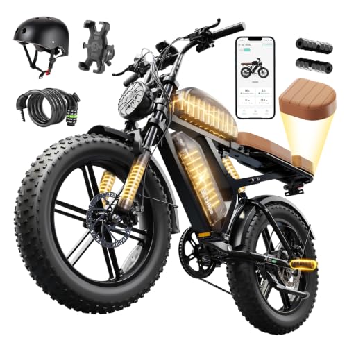 Image of SISIGAD Electric Bike for Adults, 1500W Peak Motor E Bike with 48V 15 /15 * 2Ah Battery, 60-100 Miles Range Electric Bicycle, 20 inch New All-Terrain Ebike with 7 Speeds, Full Suspension