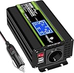 NOVOPAL 500W Onda Sinusoidale Pura Power Inverter DC 12V in AC 220V con Display LCD Intelligente,EU Presa con Uscita 2 USB