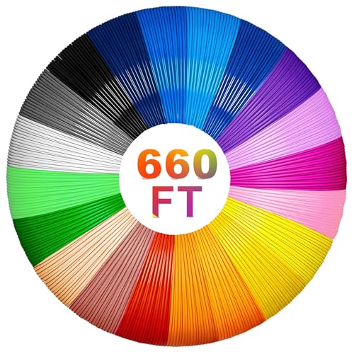 3D Stift Filament PLA 20 Farben, je 10m, 3D Druck Filament 1,75mm für Kinder & Erwachsene, 3D Stift Zubehör Kompatibel mit MYNT3D SCRIB3D Tecboss 3D Pen & 3D Drucker, Biologisch Abbaubar
