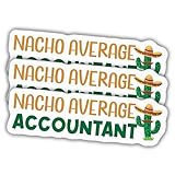 (3pcs) Accountant Sticker Accounting Sticker Funny for Accountant Nacho Average Accountant Vinyl Stickers Weather-Resistant Stickers for Water Bottles Laptop Phone Wall Window Car 3pcs Size 4'