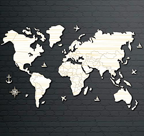 AD INFINITUM® 3D Wooden World map | Home Decor | Office Decor | a...