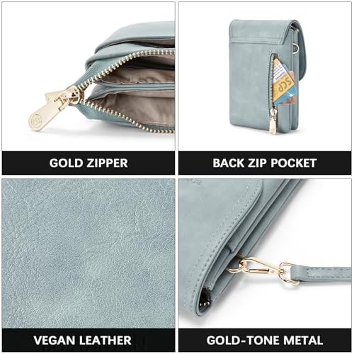 Image of BOSTANTEN Vegan Leather Small Crossbody Bags for Women Designer Cell Phone Bag Wallet Purses Adjustable Strap, Denim Blue, Small, Crossbody Bag