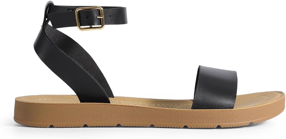 DREAM PAIRS Women’s One Band Ankle Strap Buckle Flat Sandals - Image 2