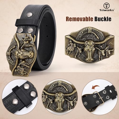 Western Cowboy Leather Belt for Men Women Cowgirl Western Country Belt Mens Buckle Belt for Jeans2