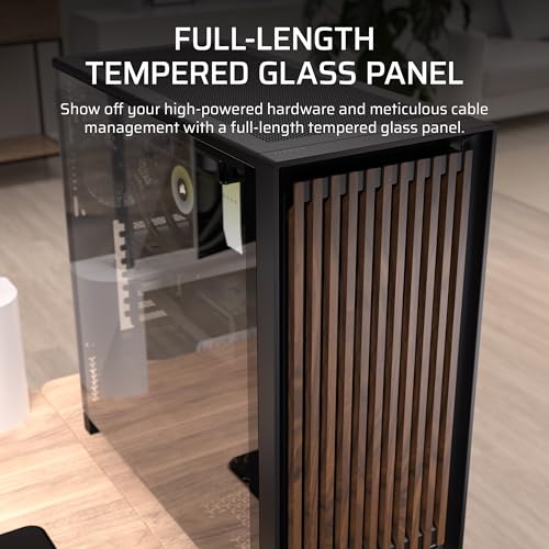 Image of CORSAIR Frame 5000D Wood RS Mid-Tower ATX PC Case - Solid Wood Airflow Panel, 3X Pre-Installed Fans, Modular Customization, Spacious Interior, GPU Anti-Sag - Black /Walnut