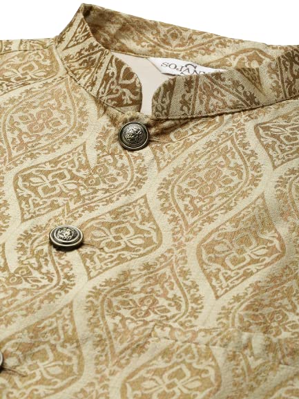 Image of SOJANYA (Since 1958, Men's Silk Blend Grey Kurta Pyjama & Silk Blend Jacket Combo