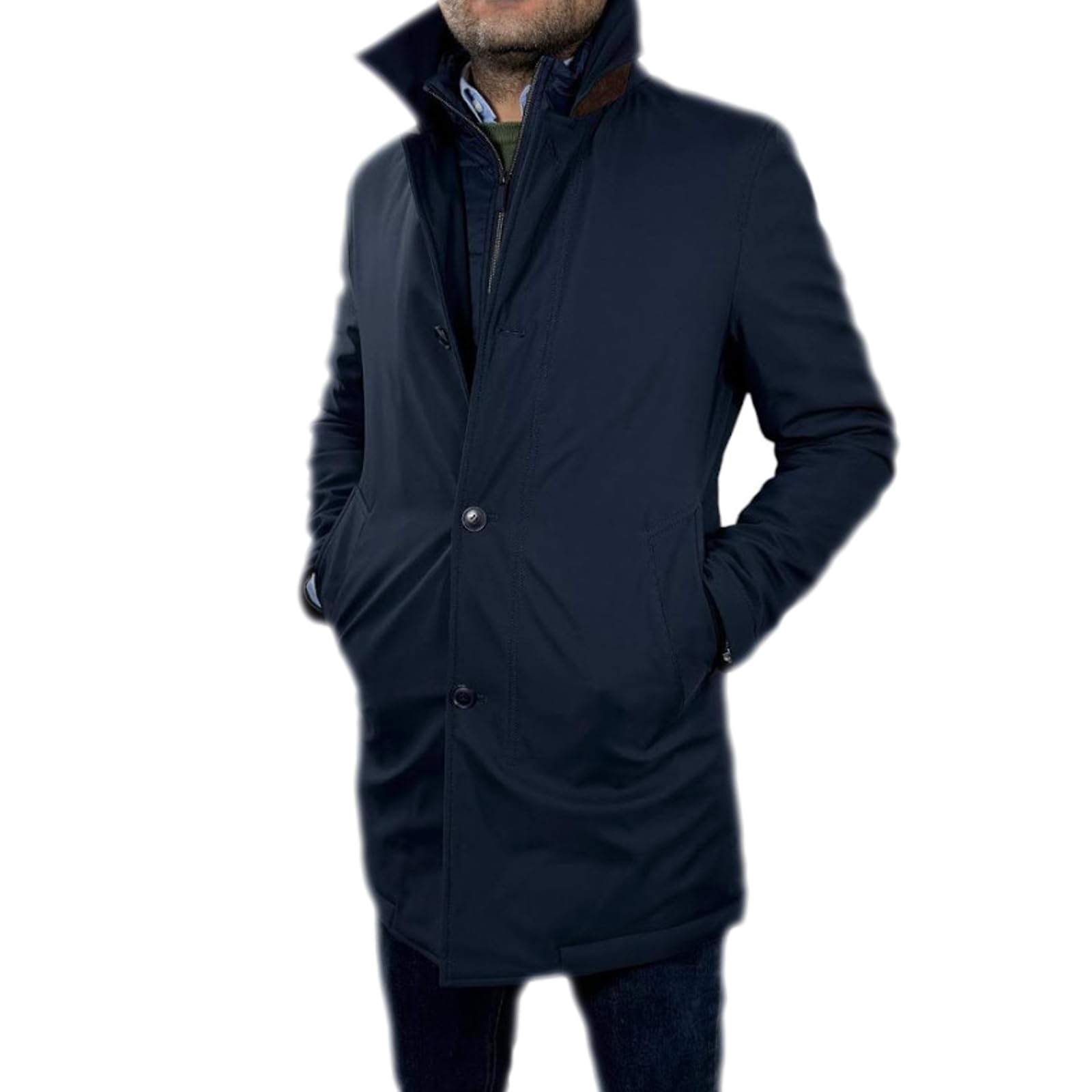 Cappotto Impermeabile da Uomo Invernale Taglio Lungo Trench Eegante Imbottito Giacca Casual Con Gilet Removibile Linea Sartoriale Giubbotto Classico