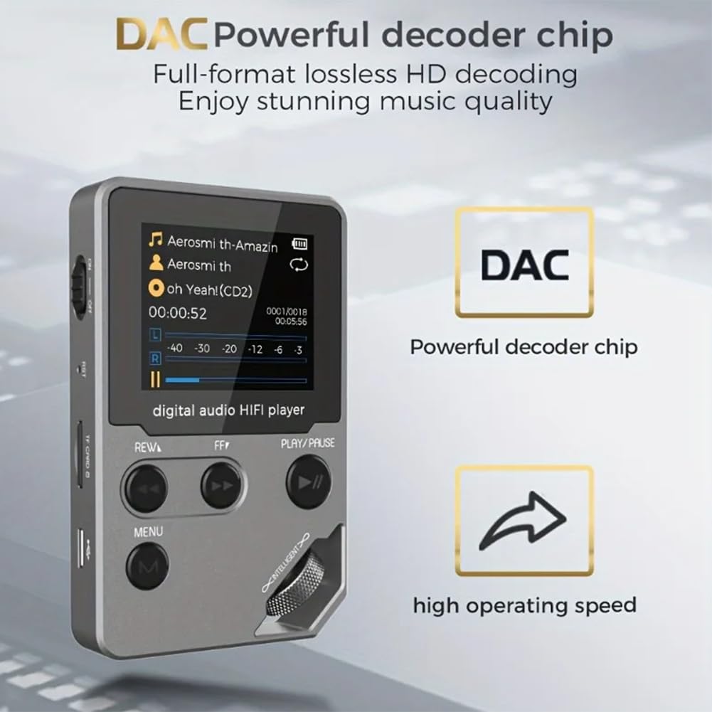 Reproductor de MP3 Bluetooth C5 de 8 GB Sin Pérdidas, Cuerpo de Aleación de Zinc, Controles Giratorios, Conexión Inalámbrica, Grabadora de Voz.