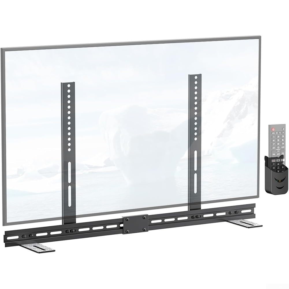 Supporto Soundbar Regolabile per TV, Staffa Montaggio a Parete in Metallo Robusto 5-80cm, Kit Installazione Completo con Viti e Tasselli, Base Antiscivolo per Altoparlanti Neri