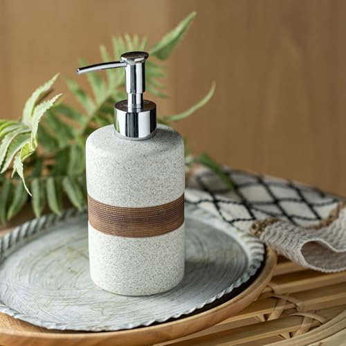 Image of Ceramic Hand Soap Dispenser for Kitchen and Bathroom, Pump Bottle | Refillable Shampoo and Conditioner Dispenser | Lotion and Body Wash Dispenser with Stainless Steel Pump, Funnel, 12OZ White