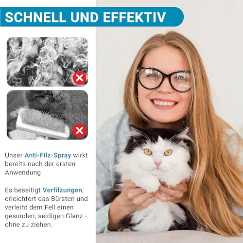 Fellon Anti-Filz für Katzen | Entfilzungsspray 500 ml | 100% natürlich & pH-neutral | Fellpflege für seidigen Glanz & leichte Kämmbarkeit | für alle Katzenrassen | Dermatologisch getestet