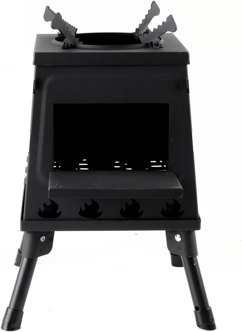 Outdoor Camping Stove Camp Tent Stove, Portable Folding Wood Burning StoveTent, Shelter, Backpacking, Hiking, Camping Traveling Heating and Cooking ( Large, Black ) (CHL-LMJPQ-008@ZHBS58)