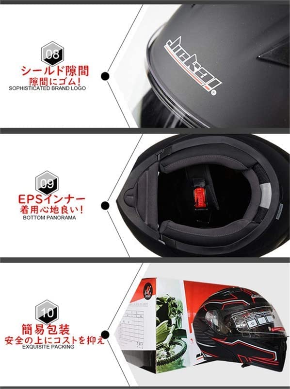 f*i様 JIEKAI Bluetooth バイクヘルメット フルフェイス ミラ Jiekai-男性用オートバイヘルメット,フルフェイスレーシング