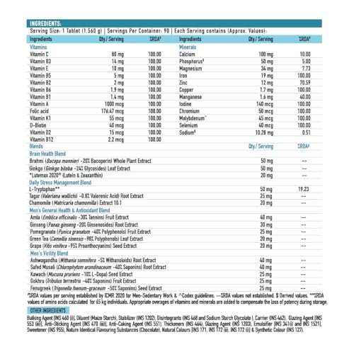 TrueBasics Advanced Multivitamin For Men (90 Tablets) | With Ashwagandha, Gokhru & Kawach, Vitamin D3 and Multiminerals | For Immunity, Energy, Strength & Stamina - Image 6