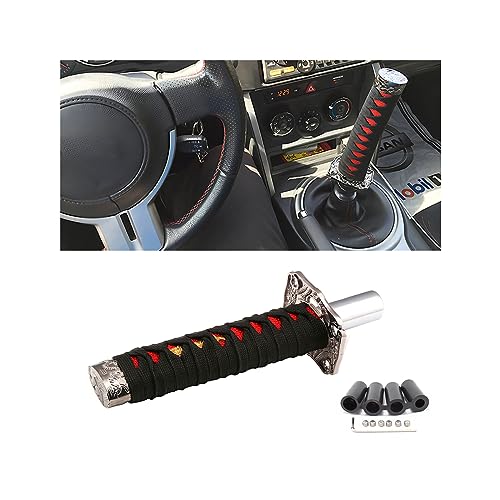 zipelo Samurai Sword Shift Knob 6 Inch (15cm) Short Gear Shift Knob with 4 Adapters Samurai Shift Gear Lever for Manual Transmission Cars Most Automatic Transmission Cars(Black/Red)