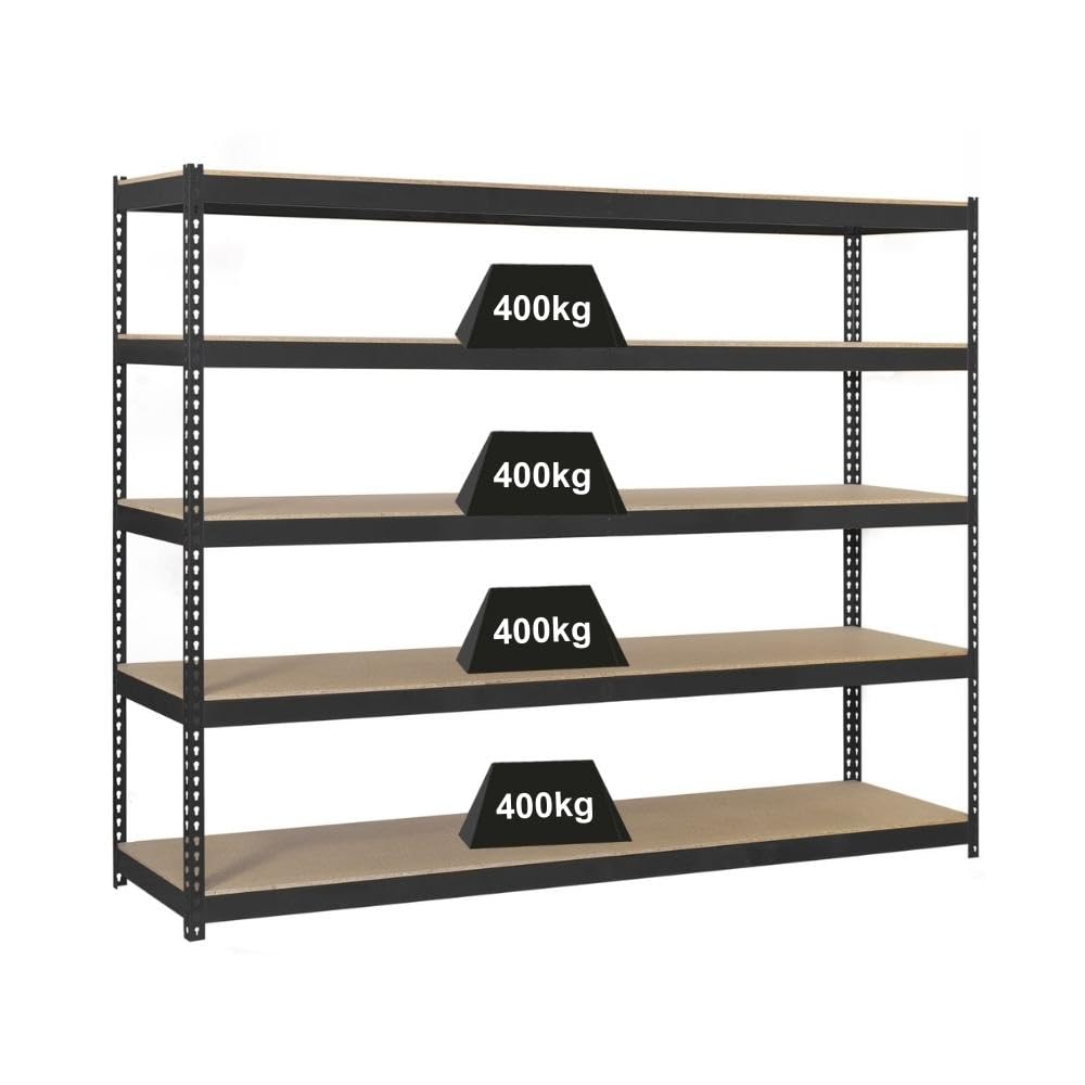 PROREGAL Schwerlastregal Wood YETI Five | HxBxT 200x150x60cm | Fachlast 400kg | Anthrazit | Regal Standregal Werkstattregal Lagerregal Kellerregal