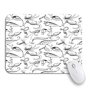 Mauspad Muster, Angeln, Und, Fliegen, Köder, Skizze, Auf, Angler, Fischer Tischunterlage Vernähte Kanten Mit Rutschfest Gummierte Unterseite Office Mauspad, Für Computer, Laptops, 25 x 30cm