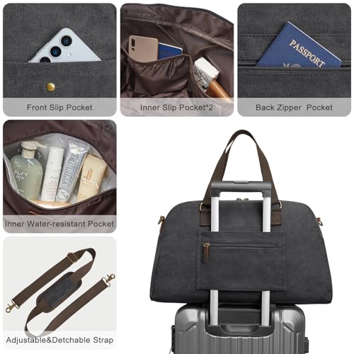 S-ZONE Canvas Travel Garment Duffle Bag Suit Bags for Men Women Travel 2 in 1 Large Carry On Weekend Hanging Clothes Suitcase4