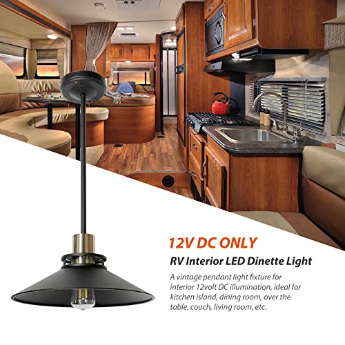 Retro RV Dinette Pendant Ceiling Light for RV Camper Trailer Indoors - Matte Black, 3500K