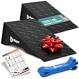 Lifepro 2pcs Metal Squat Wedge Block Non-Slip Squat Wedge with Resistance Band, Slant Board 1200 lbs Calf Stretcher Elevated Squat Tool for Squat and Stretching Exercises (Large 13.7')