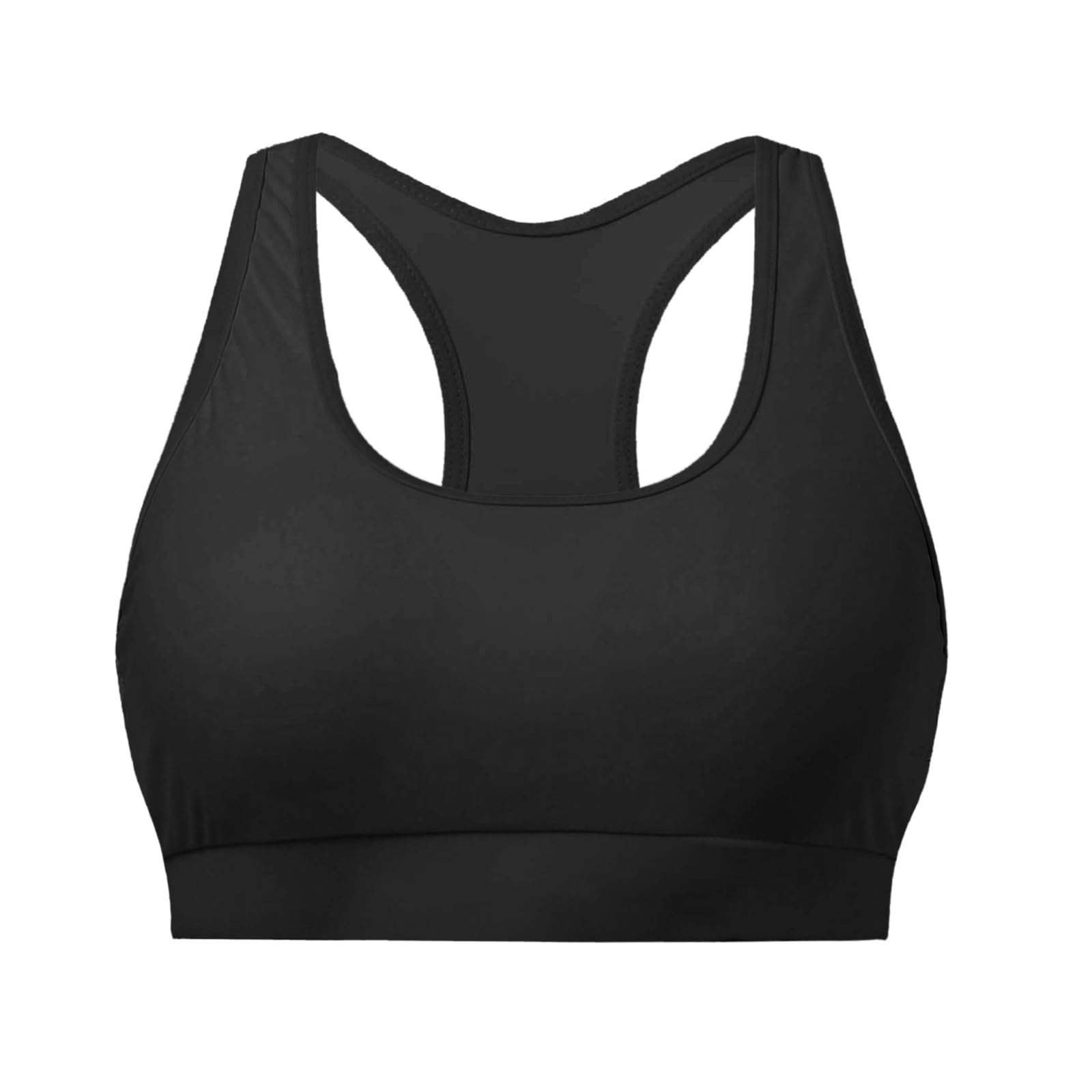 Générique Haut de bikini de sport pour femme - Dos nageur - Col rond - Haut court rembourré modeste - Maillot de bain uniquement