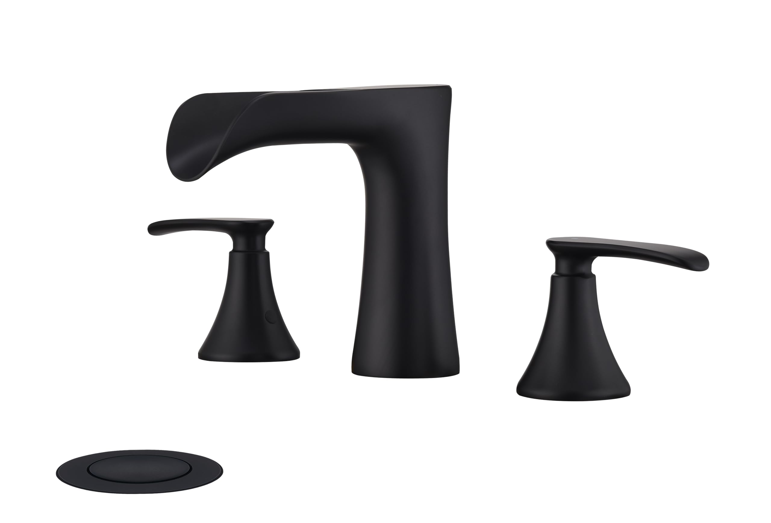 Two Handle 8inch Waterfall Bathroom Faucet Black Waterfall Faucet Widespread Bathroom Faucet Matte Black