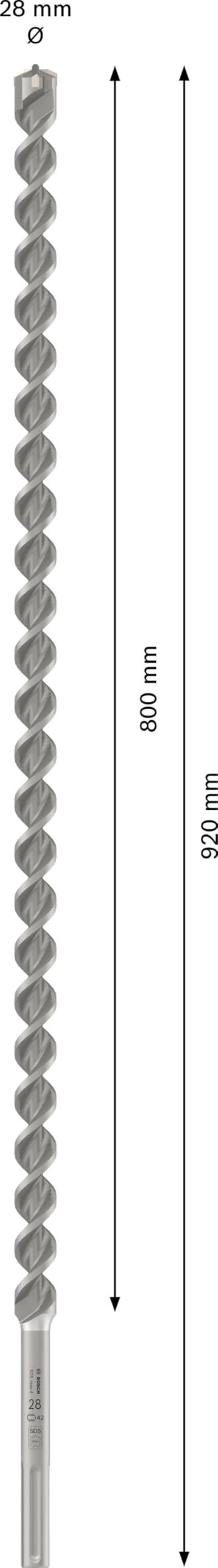 Bosch 1x Punta per martelli PRO SDS max-4 (per Calcestruzzo armato, Blocco in calcestruzzo, Ø 28,00 mm, Professional Accessorio Martello perforatore)