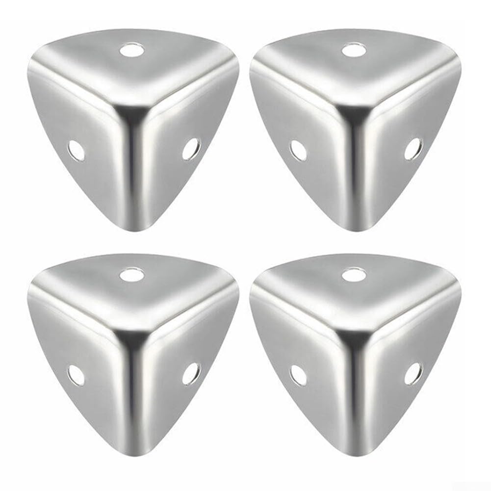 Set di 4 protezioni angolari in metallo da 40 mm, in lega di zinco, per scatole di legno, cassapanche o baule con angoli arrotondati e fori di fissaggio