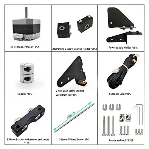 Creality Ender 3 Accessories Dual Z Axis Kit Lead Screw Upgrade Kit with Metal Power Supply Holder and Stepper Motor for Ender 3, Ender 3 Pro, Ender 3 V2 3D Printer