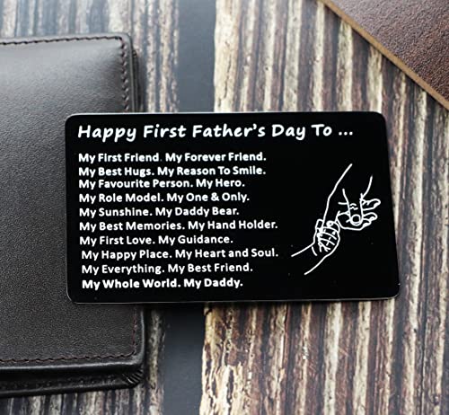 Ankiyabe New Dad Gift First Fathers Day Metal Wallet Card Engraved Love Message Wallet Card Insert New Daddy Gift from Baby Dad To Be Gift (My First Friend My Best Friend)3