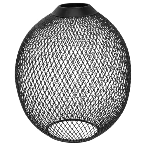 ledmomo ランプシェード 傘 電球カバー おしゃれ ペンダントライト カバー メッシュ 交換用 鉄 楕円型 部屋装飾 インテリア ブラック20×17cm 天井照明 ペンダント ライト