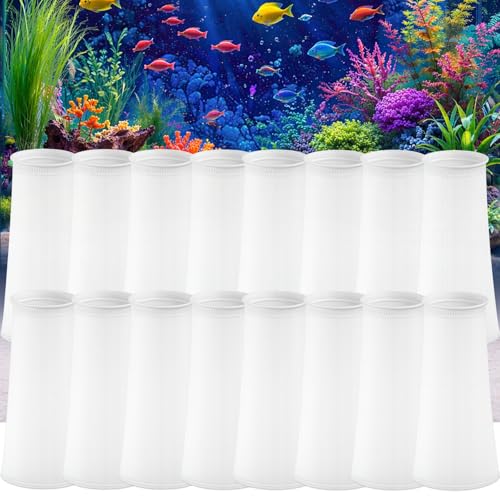 Image of 16Pcs Aquarium Filter Sock 4 Inch Ring, 15 Inch Long, 200 Micron | Sump Filter Socks, Washable & Reusable for Fish Tank Sump Saltwater Freshwater Aquariums, Captures Waste & Fine Debris
