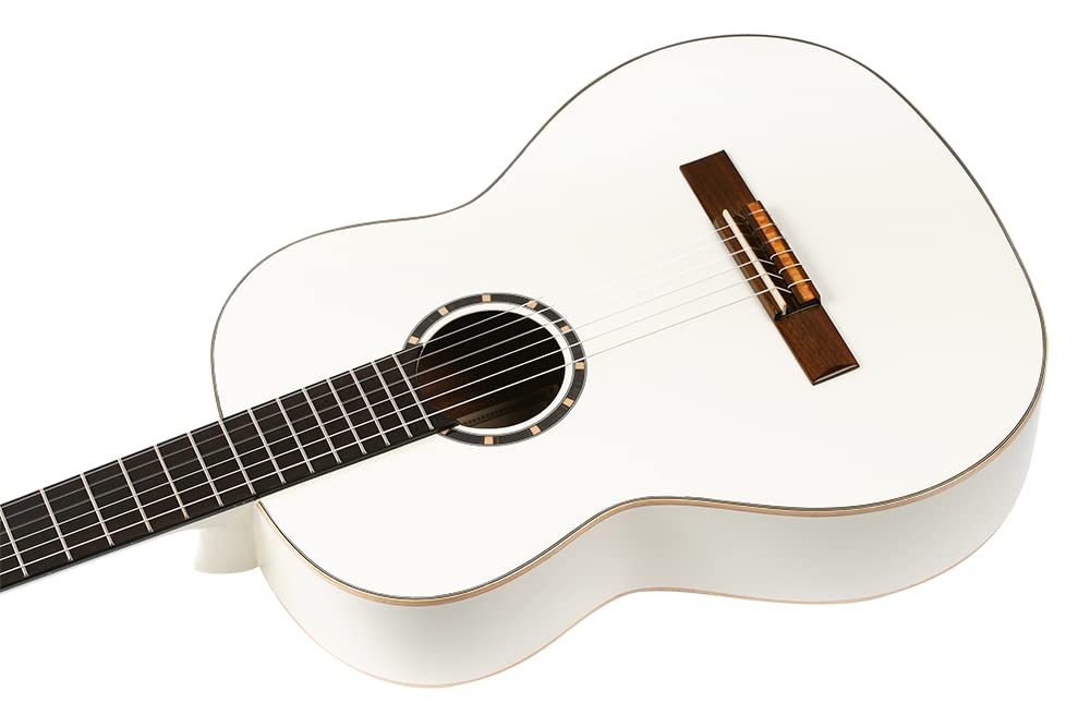 Ortega Guitars Guitarra Clásica Family Series 4/4 con Funda Slim Neck, Blanco, R121SNWH