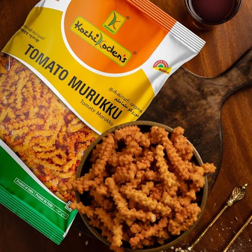 Image of KOZHIKODEN'S Tomato Murukku | 400g (2x200g) | Crispy & Spicy Chakli | Perfect Tea Time Snack | Traditional Kerala Snack | Fresh, Vegan & Healthy
