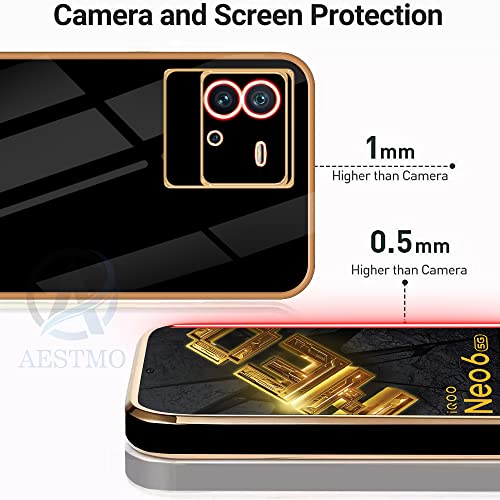 Image of AESTMO TPU Back Case Cover for Iqoo Neo 6 5G Back Cover|Gold Electroplating Chrome|Raised Edges|Super Soft-Touch|Bumper Back Case for Iqoo Neo6 5G (Gold&Black)
