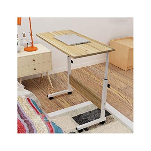 Table de lit réglable en hauteur avec roulettes en chêne ancien pour ordinateur