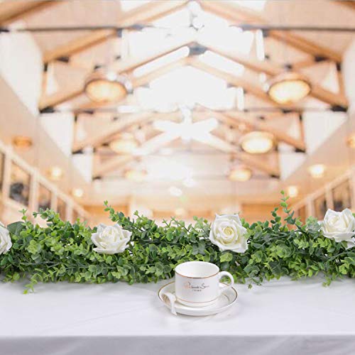 DearHouse 6 Pack Faux Eucalyptus Garland Plant, Artificial Vines Hanging Eucalyptus Leaves Greenery Garland for Wedding Backdrop Arch Wall Decor, 5.9 Feet/pcs UV Protected Indoor Outdoor - Image 7