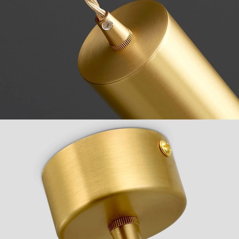 Lámpara Colgante Minimalista Todo Cobre, Pendiente Moderna Tubo Largo