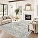 Soalmost Washable Area Rug 8x10, Gray Soft Rug for Living Room Vintage 8x10 Area Rugs for Bedroom Dining Room Floral Non-Slip Thin Grey Rug