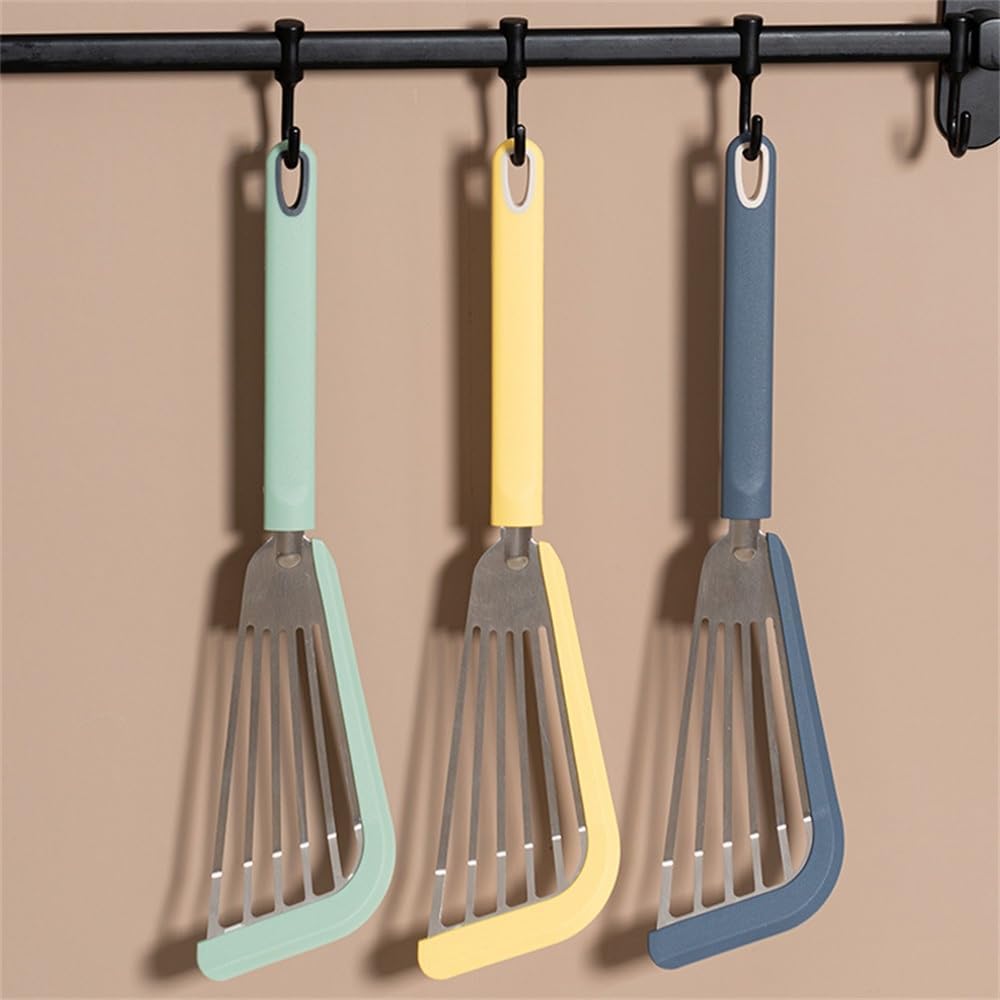 フライ返し キッチンツール ステンレス製炒めヘラ ステーキヘラ キッチン調理器具 (色 : 黄, Size : 32.5x8cm)