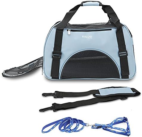 KALUSI Deluxe Foldable Soft Sided Dog House Style Pet Carrier, Airline Approved Pet Travel Carrier/Tote & Bag for Cats & Dogs/1 Year Warranty (Large :18.1 x 9.6 x 12.9 inches)