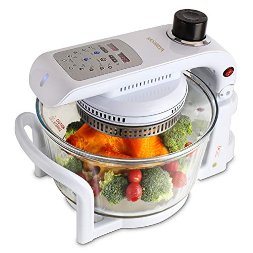 Convection Oven, Glass Bowl Container, Air Fryer Toast Oven Oil Free XL Electric Countertop Ovens Air Frier, Digital Turbo, White, 13QT