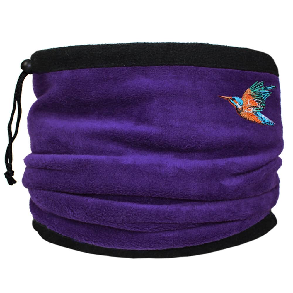 Teddyt's Women's Purple Kingfisher Embroidered Thermal Fleece Snood With Adjustable Toggle (Purple)