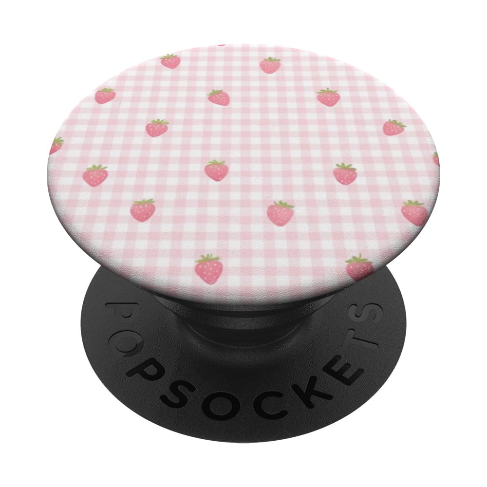 Pink Strawberry Pattern PopSockets Adhesive PopGrip