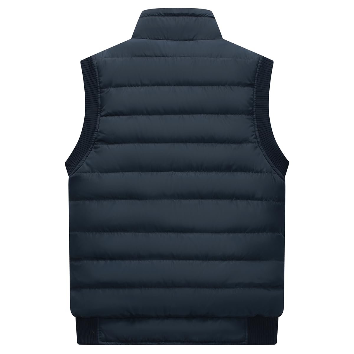 Msmsse Gilet da uomo invernale trapuntato imbottito gilet colletto alla coreana caldo piumino gilet, Blu scuro, Medium