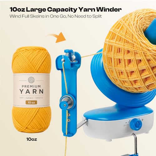 Image of Caydo A1 Max Electric Yarn Winder, 10oz Large Capacity Auto Yarn Spinner | Dual-Spring Strong Tension, Stepless Speed Smooth Yarn Cake Winding, Ideal Present for Knitting & Crochet Craft Lovers Blue
