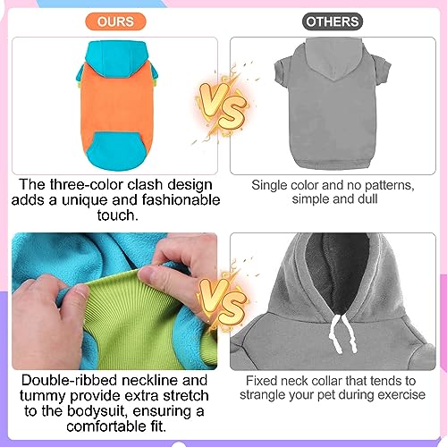 Image of BEAUTYZOO Fleece Dog Hoodie Sweatershirt with Pocket and Leash Hole, Stretchy Small Medium Large Sized Dogs Clothes for Fall Winter Cold Days, Color Designer Warm Dog Jackets,French Bulldog Coats